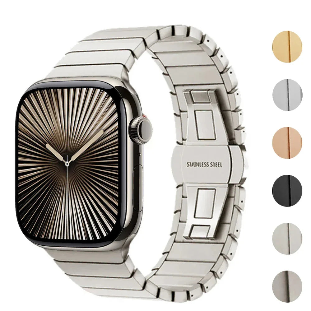 Bracelet de remplacement en acier inoxydable pour Apple Watch argent