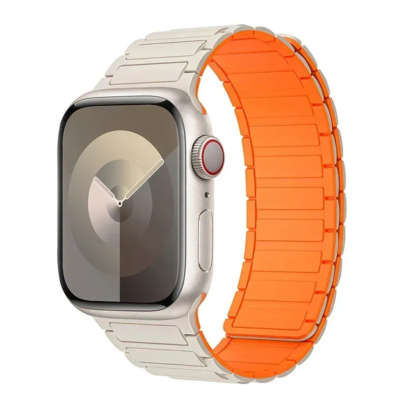 Bracelet de remplacement magnétique pour Apple Watch beige orange