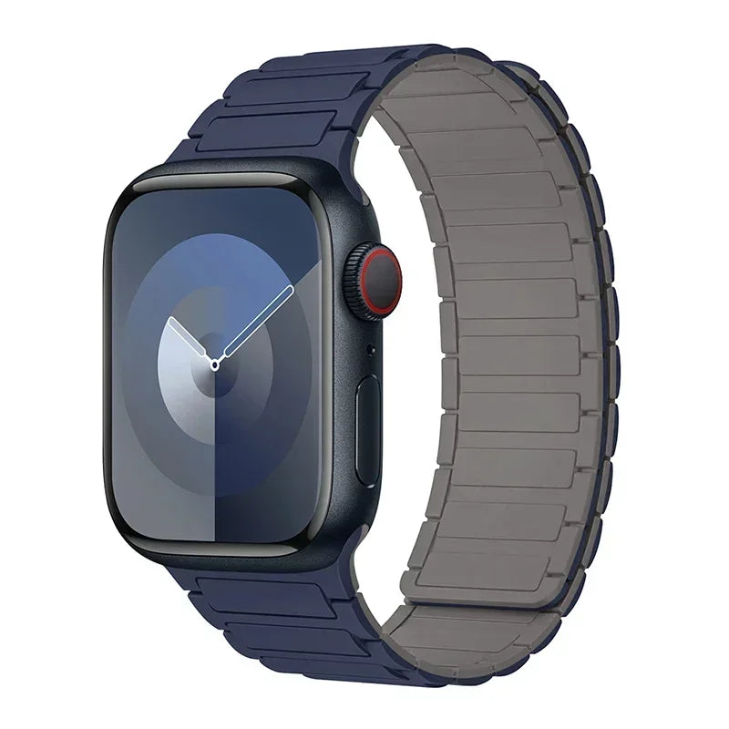Bracelet de remplacement magnétique pour Apple Watch bleu gris