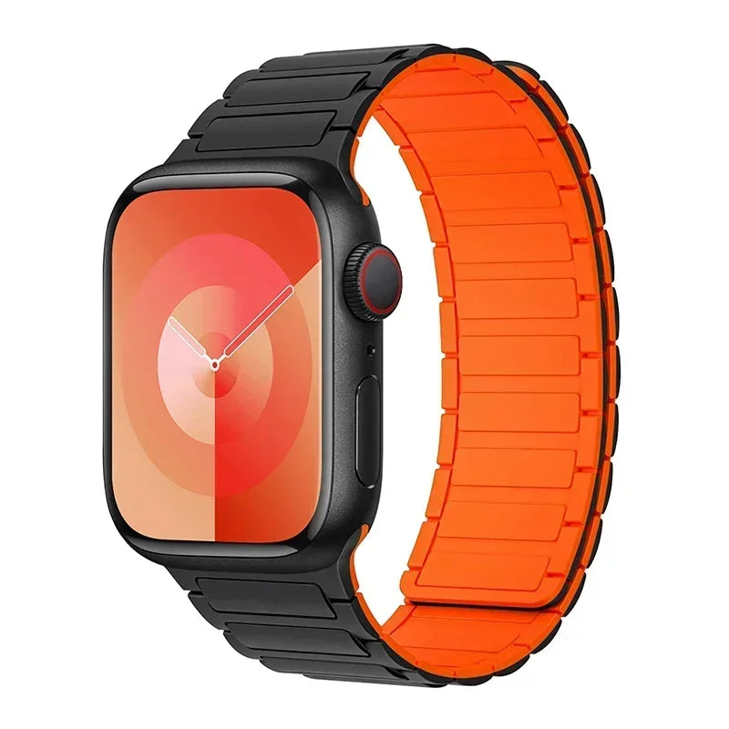 Bracelet de remplacement magnétique pour Apple Watch noir orange