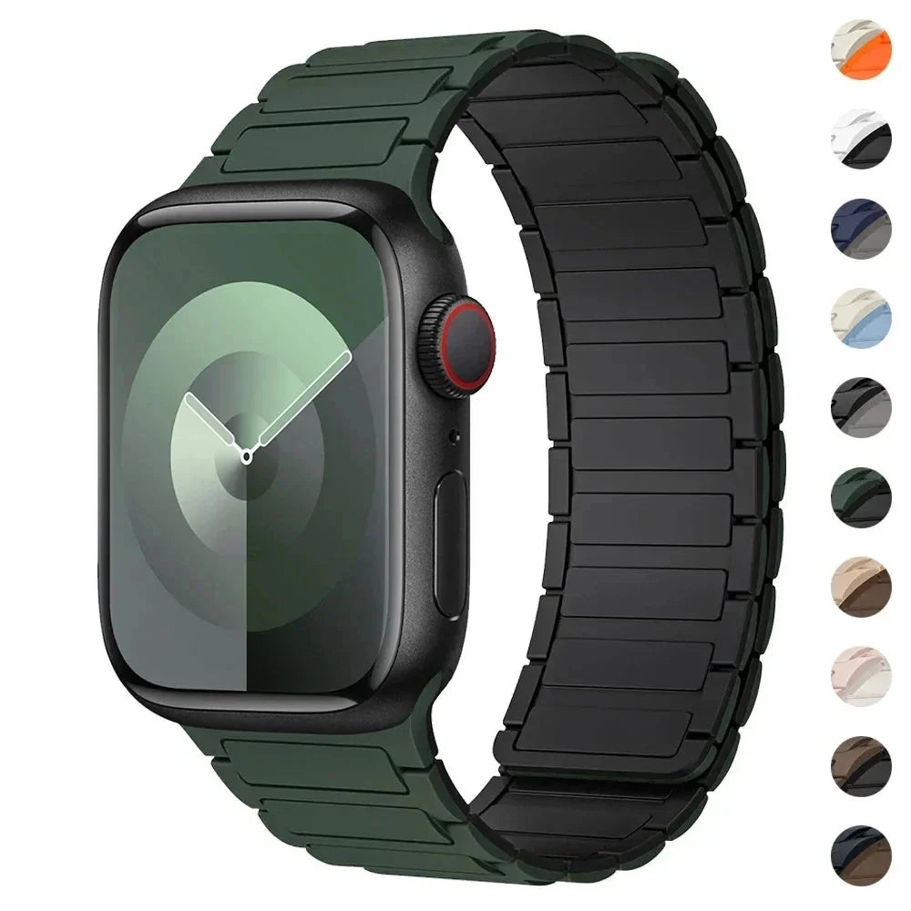 Bracelet de remplacement magnétique pour Apple Watch vert noir