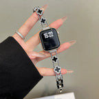 Bracelet de remplacement pour Apple Watch - design trèfle argent noir
