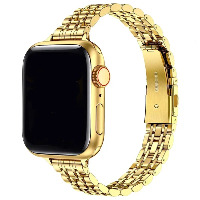 Bracelet de remplacement pour Apple Watch en acier inoxydable or