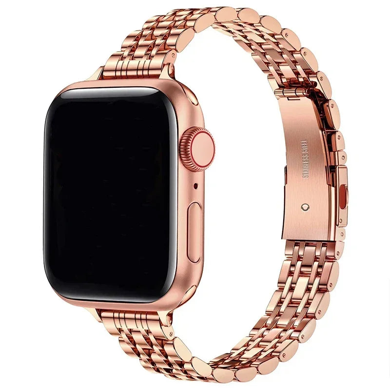 Bracelet de remplacement pour Apple Watch en acier inoxydable or rose