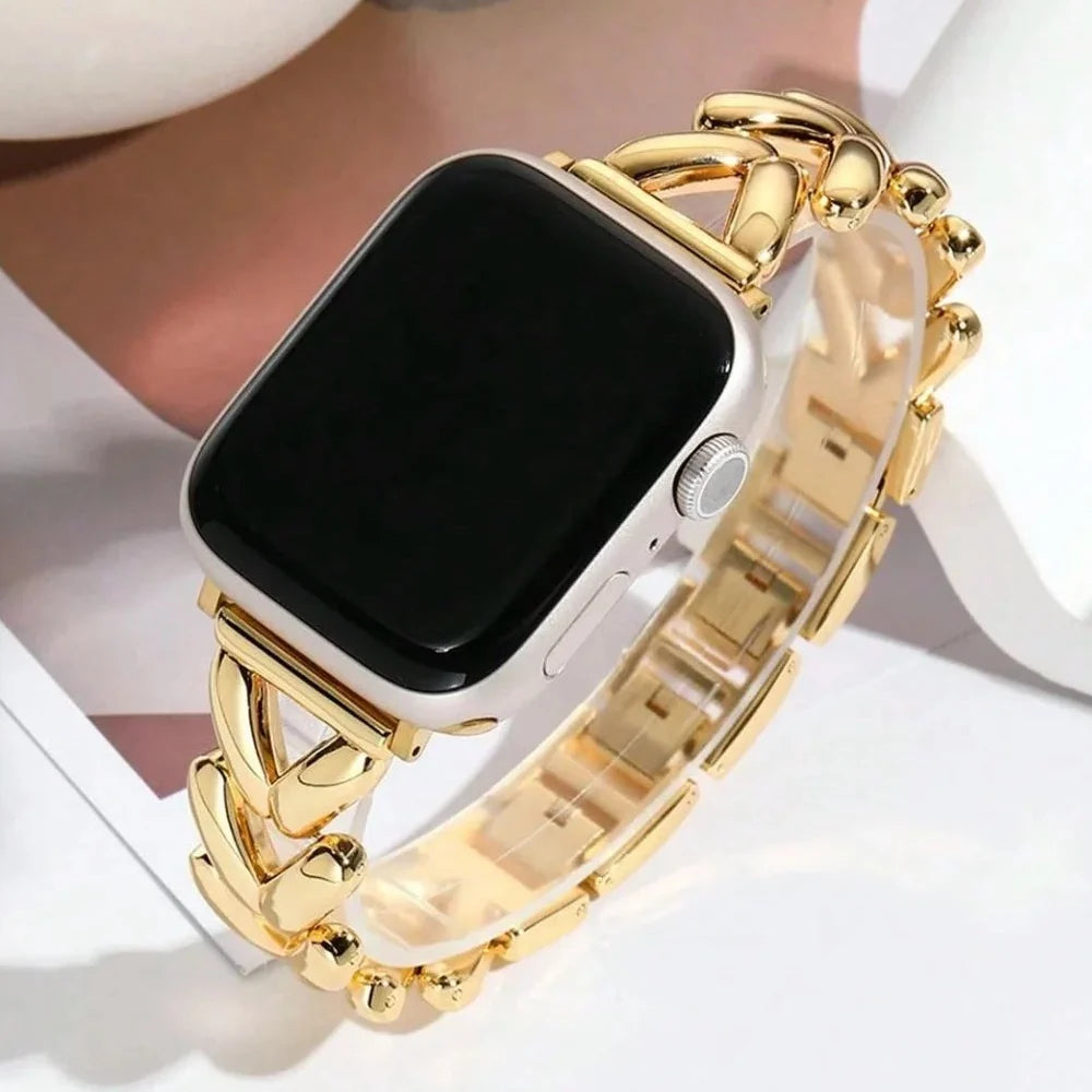 Bracelet de remplacement pour Apple Watch en acier or