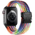 Bracelet de remplacement pour Apple Watch en corde de parachute arc en ciel