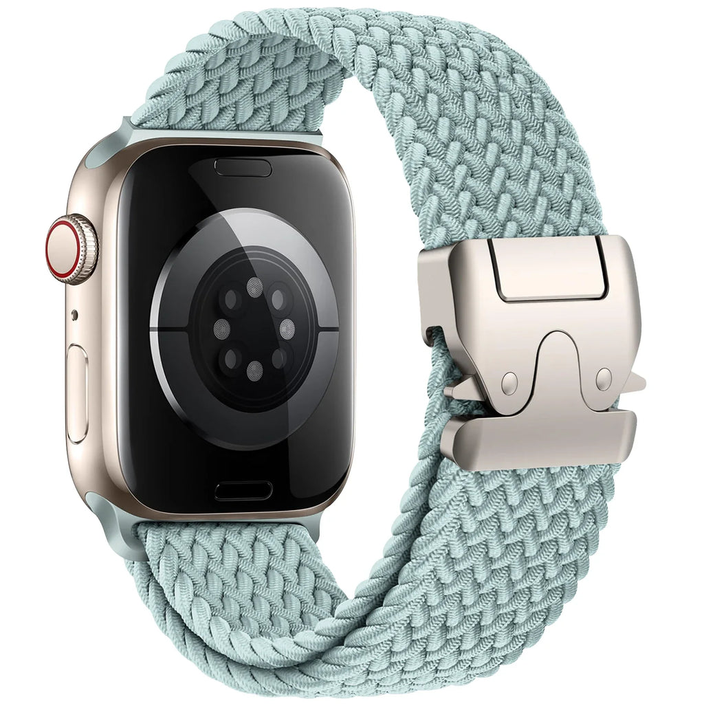 Bracelet de remplacement pour Apple Watch en corde de parachute cyan