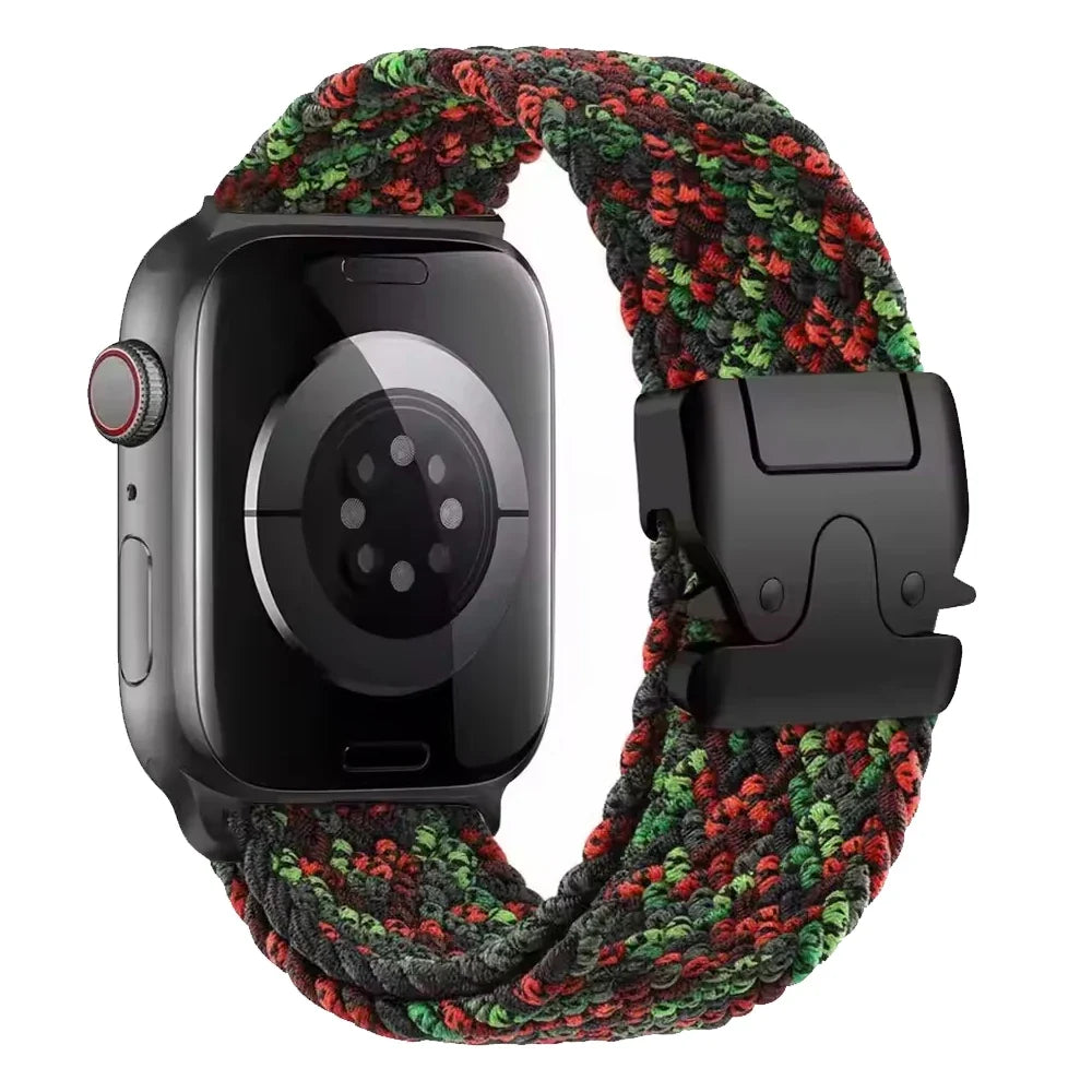 Bracelet de remplacement pour Apple Watch en corde de parachute rouge et vert