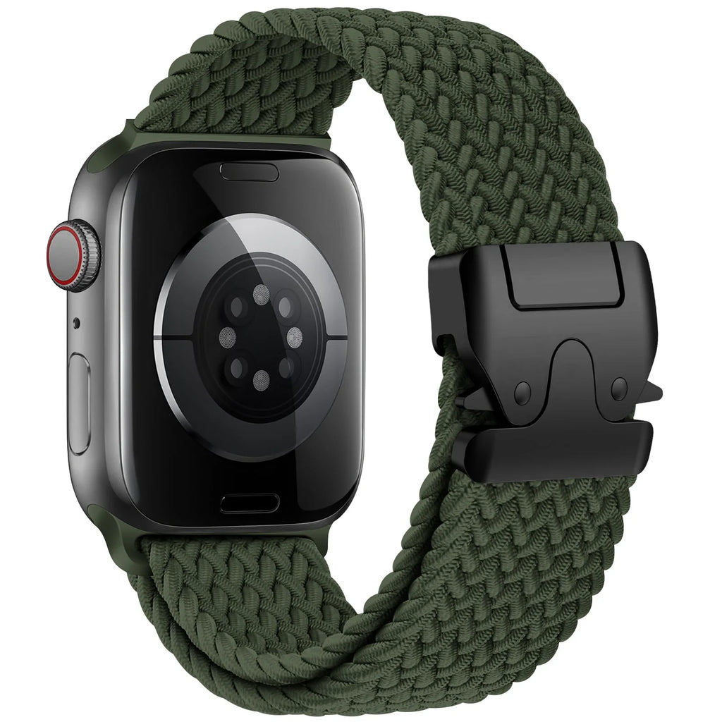 Bracelet de remplacement pour Apple Watch en corde de parachute vert