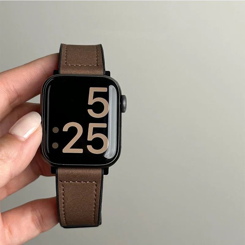 Bracelet de remplacement pour Apple Watch en cuir marron