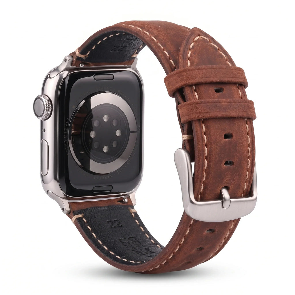 Bracelet de remplacement pour Apple Watch en cuir classique marron clair