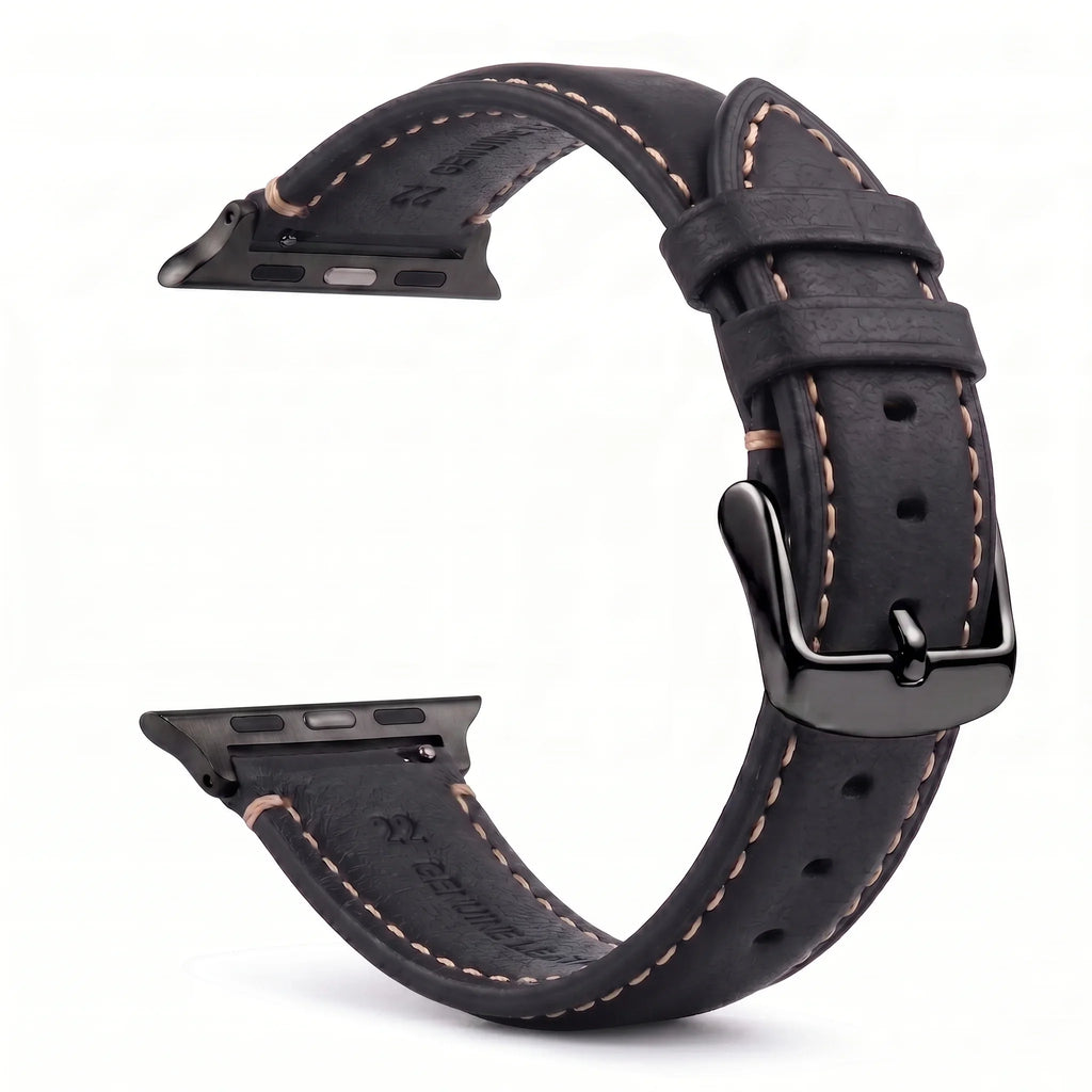 Bracelet de remplacement pour Apple Watch en cuir classique noir