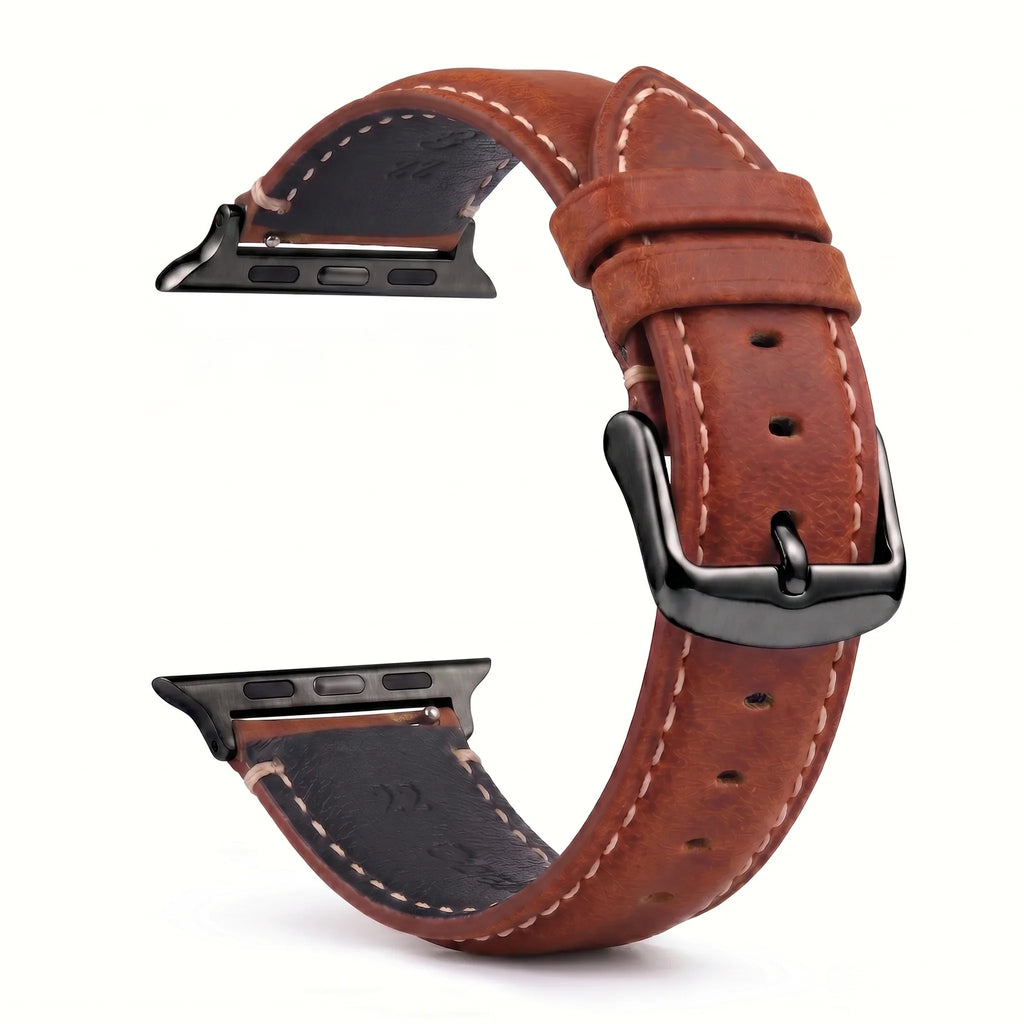 Bracelet de remplacement pour Apple Watch en cuir classique marron noir