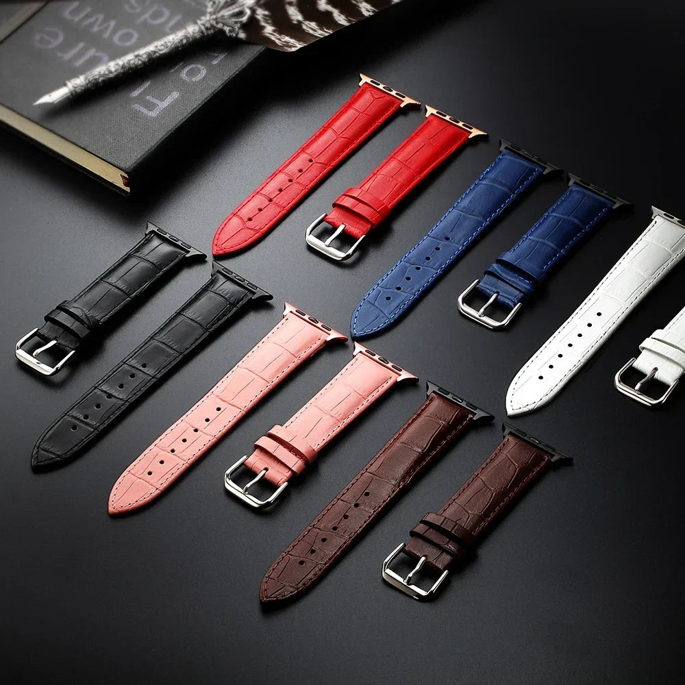Bracelet de remplacement pour Apple Watch en cuir et acier