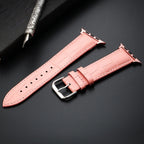 Bracelet de remplacement pour Apple Watch en cuir et acier rose