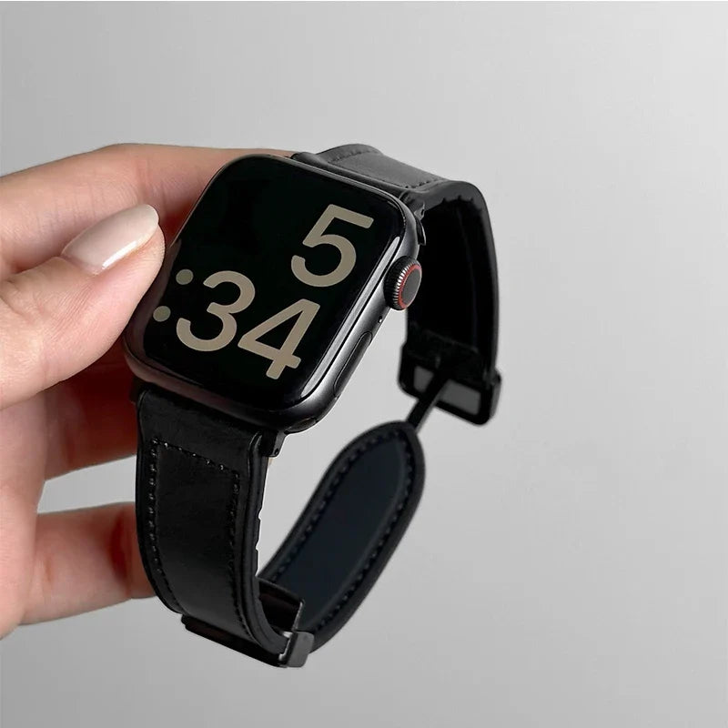 Bracelet de remplacement pour Apple Watch en cuir noir