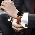 Bracelet de remplacement pour Apple Watch en cuir pour femme et pour homme marron