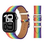 Bracelet de remplacement pour Apple Watch en cuir pour femme et pour homme arc en ciel