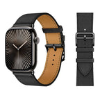 Bracelet de remplacement pour Apple Watch en cuir pour femme et pour homme noir