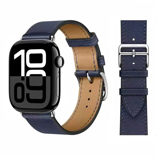 Bracelet de remplacement pour Apple Watch en cuir pour femme et pour homme bleu