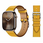 Bracelet de remplacement pour Apple Watch en cuir pour femme et pour homme jaune