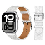 Bracelet de remplacement pour Apple Watch en cuir pour femme et pour homme blanc