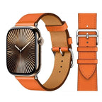 Bracelet de remplacement pour Apple Watch en cuir pour femme et pour homme orange