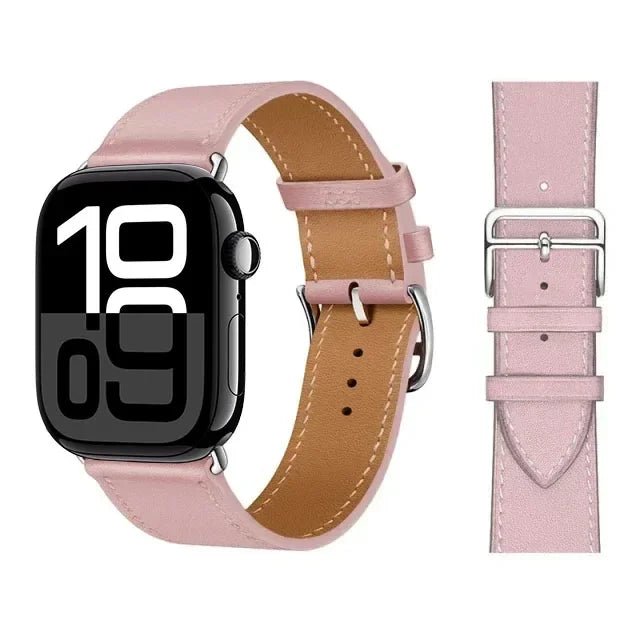 Bracelet de remplacement pour Apple Watch en cuir pour femme et pour homme rose