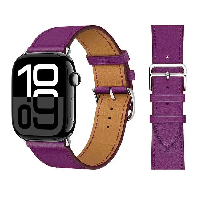 Bracelet de remplacement pour Apple Watch en cuir pour femme et pour homme violet