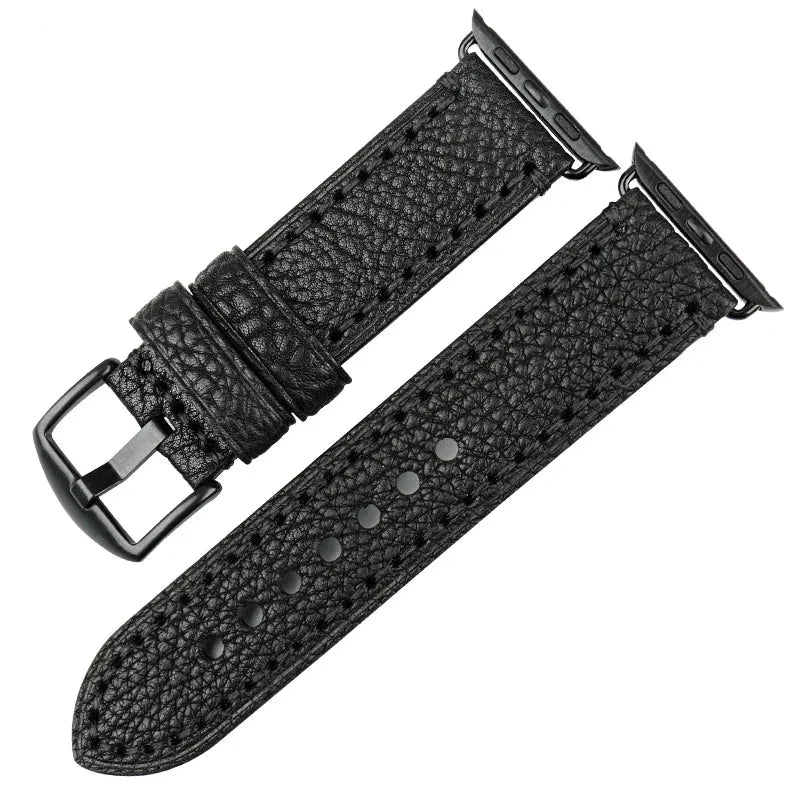 Bracelet de remplacement pour Apple Watch en cuir vieilli noir