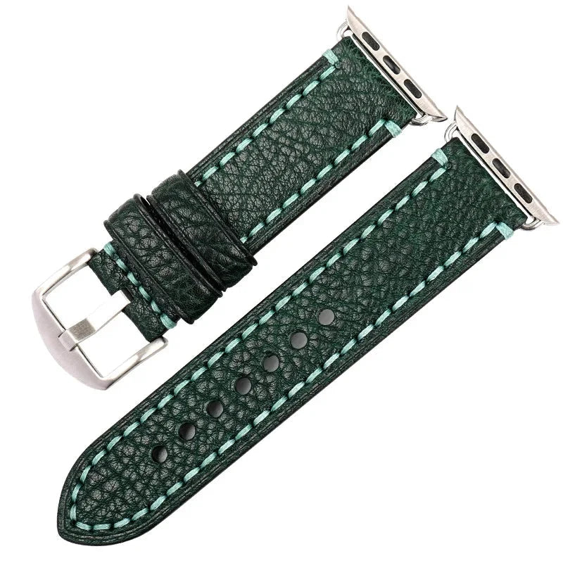 Bracelet de remplacement pour Apple Watch en cuir vieilli vert