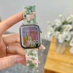 Bracelet de remplacement pour Apple Watch en résine vert et rose