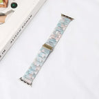 Bracelet de remplacement pour Apple Watch en résine blanc et bleu