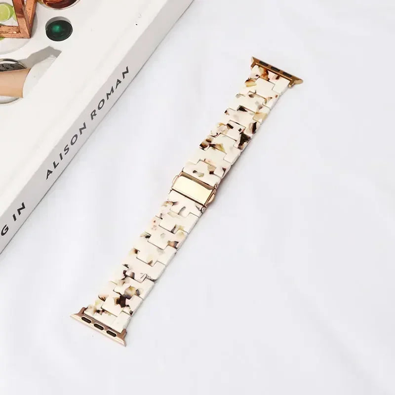Bracelet de remplacement pour Apple Watch en résine blanc et marron