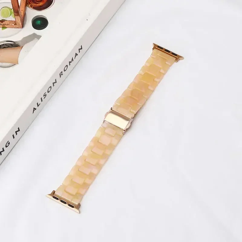 Bracelet de remplacement pour Apple Watch en résine jaune beige