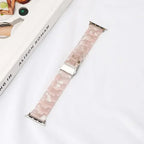 Bracelet de remplacement pour Apple Watch en résine rose blanc