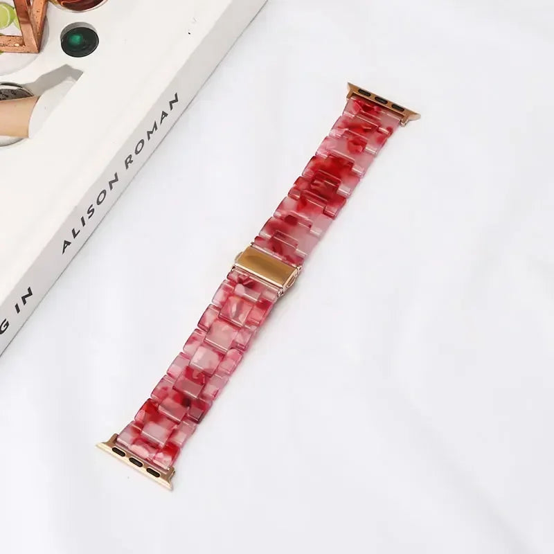Bracelet de remplacement pour Apple Watch en résine rouge et blanc