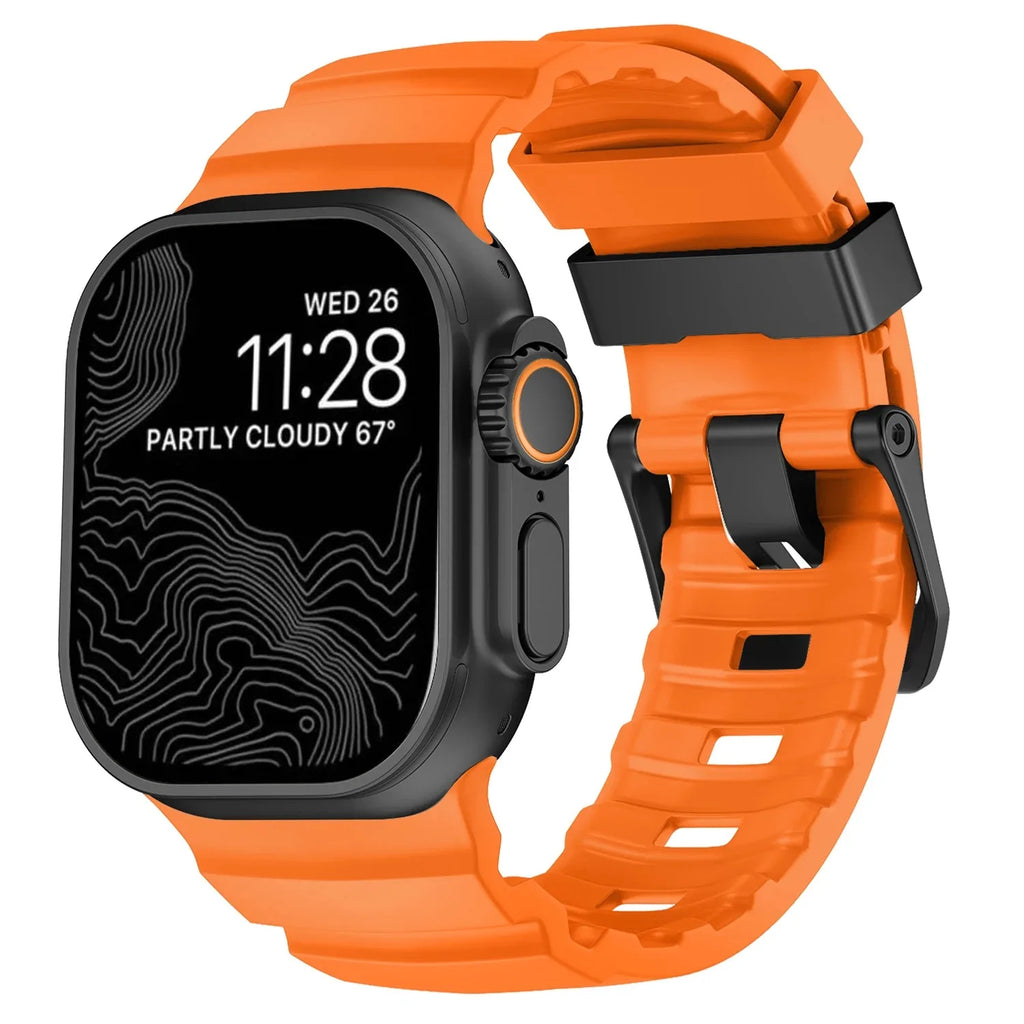 Bracelet de remplacement pour Apple Watch en silicone épais orange