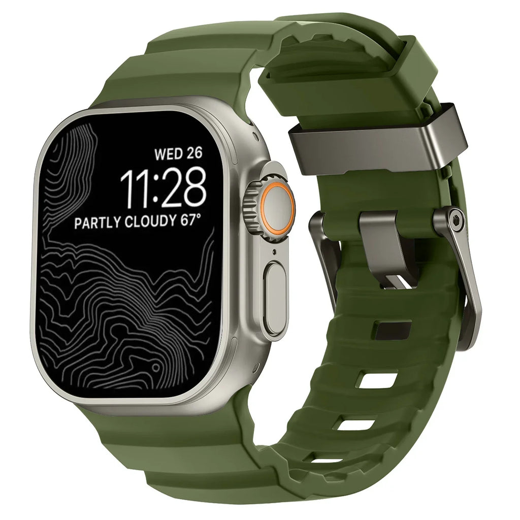 Bracelet de remplacement pour Apple Watch en silicone épais vert