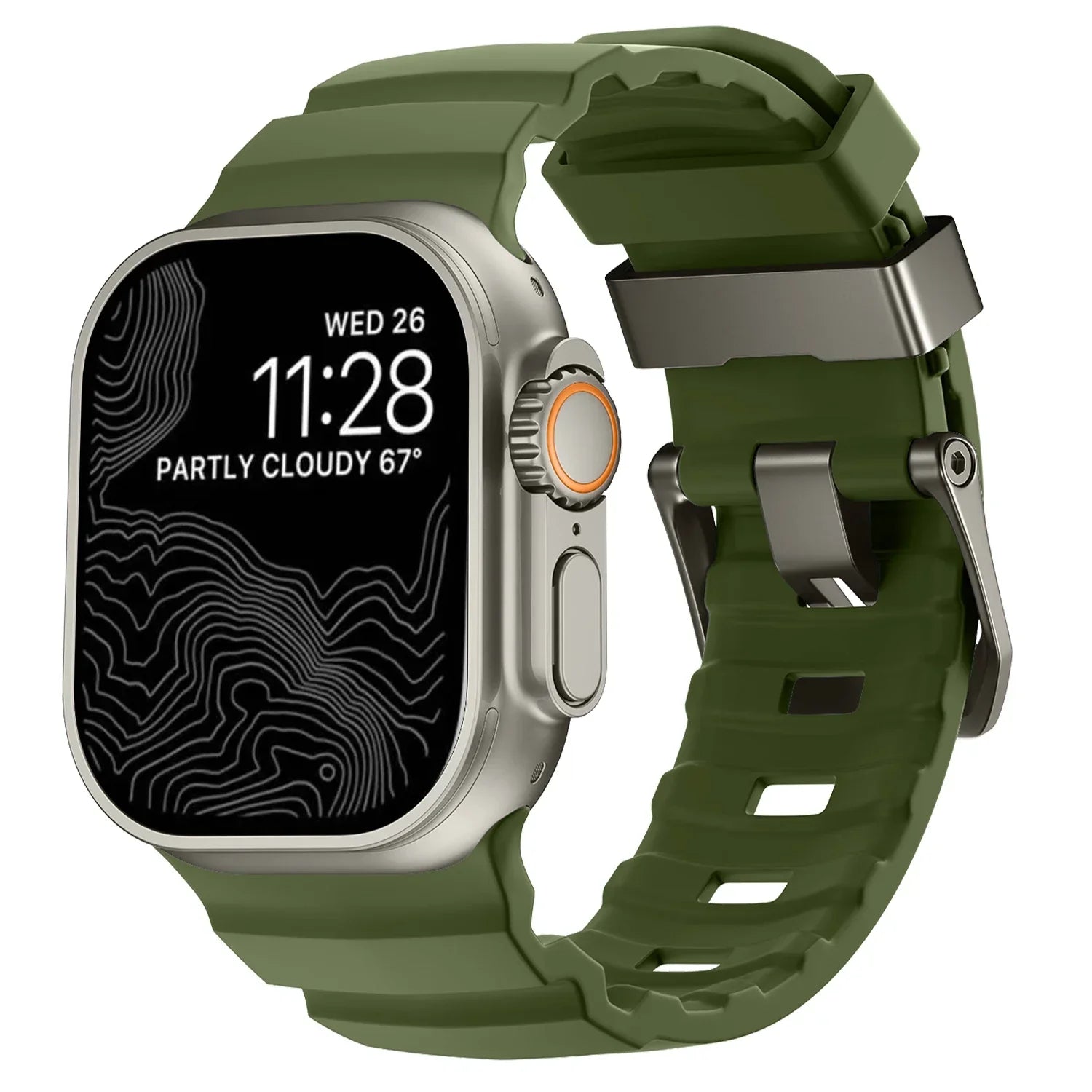Bracelet de remplacement pour Apple Watch en silicone épais vert