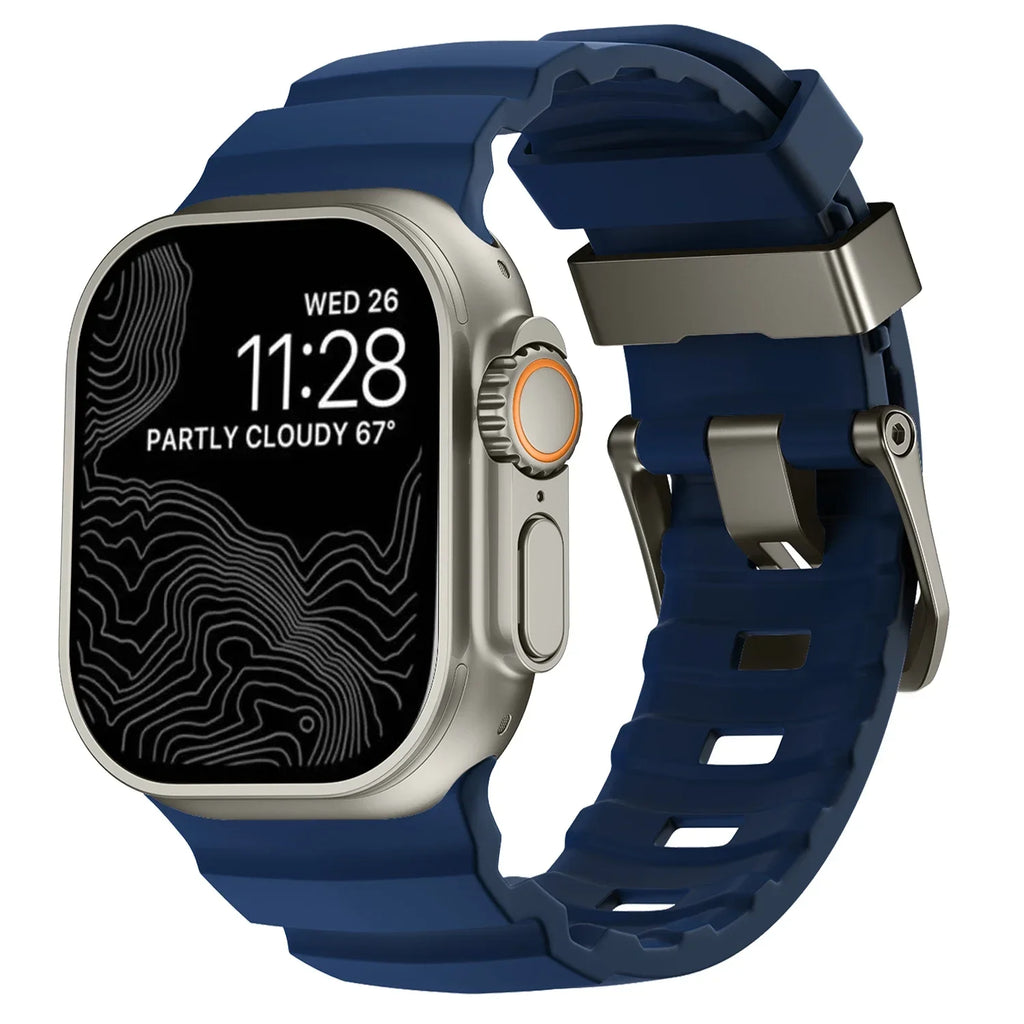 Bracelet de remplacement pour Apple Watch en silicone épais bleu