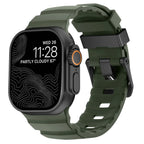 Bracelet de remplacement pour Apple Watch en silicone épais vert noir