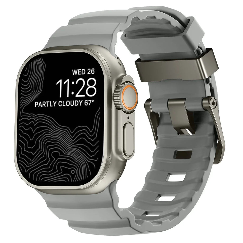 Bracelet de remplacement pour Apple Watch en silicone épais gris