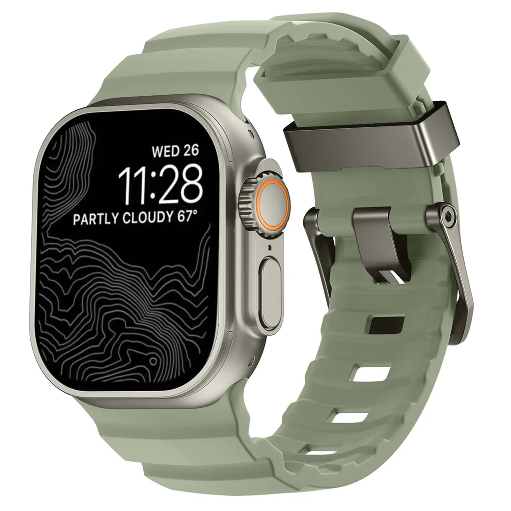 Bracelet de remplacement pour Apple Watch en silicone épais vert