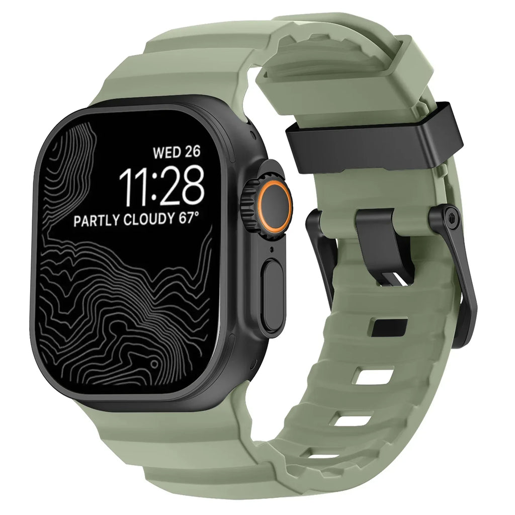 Bracelet de remplacement pour Apple Watch en silicone épais vert