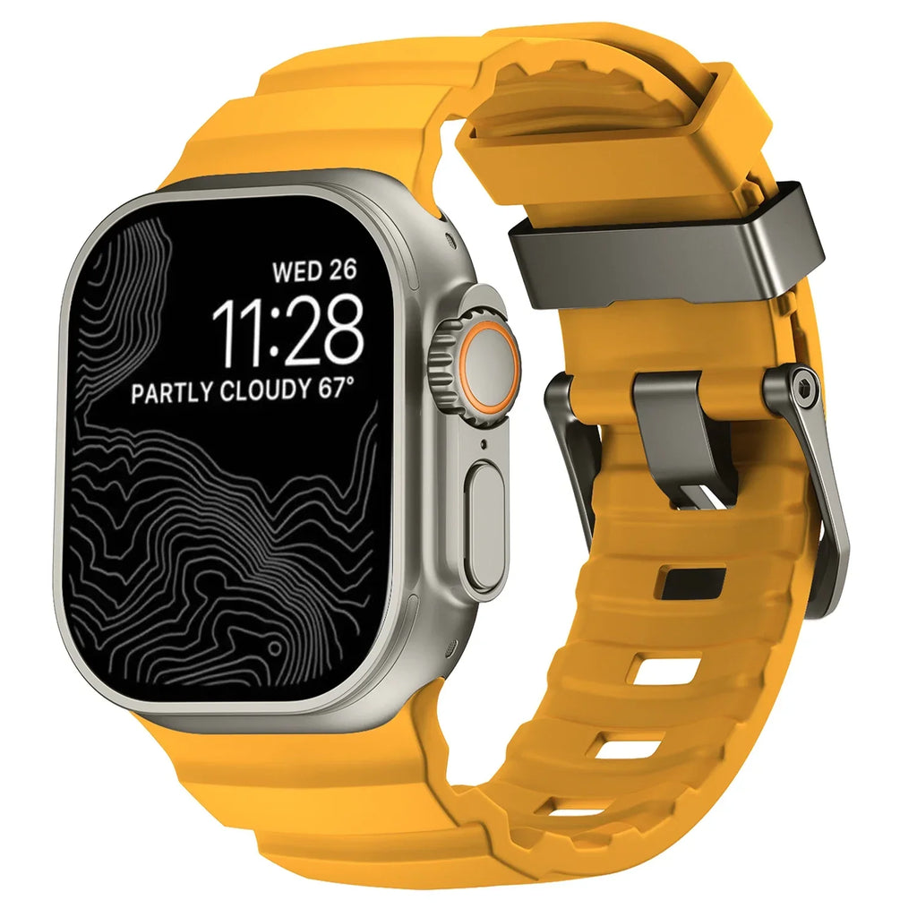 Bracelet de remplacement pour Apple Watch en silicone épais jaune