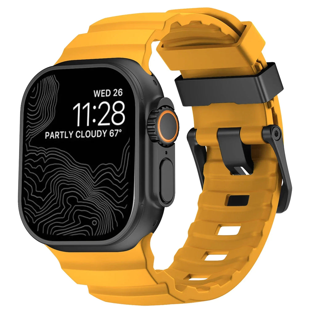 Bracelet de remplacement pour Apple Watch en silicone épais jaune