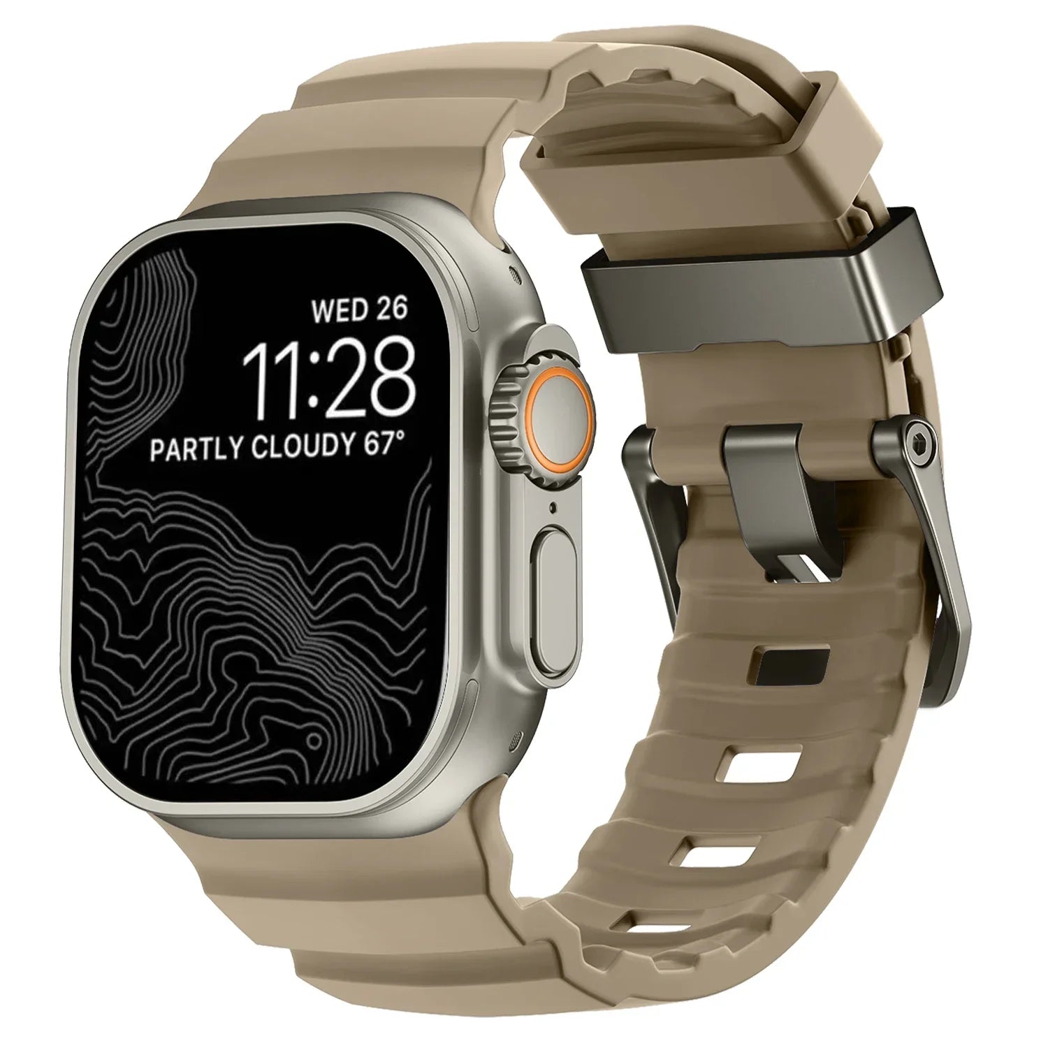 Bracelet de remplacement pour Apple Watch en silicone épais marron