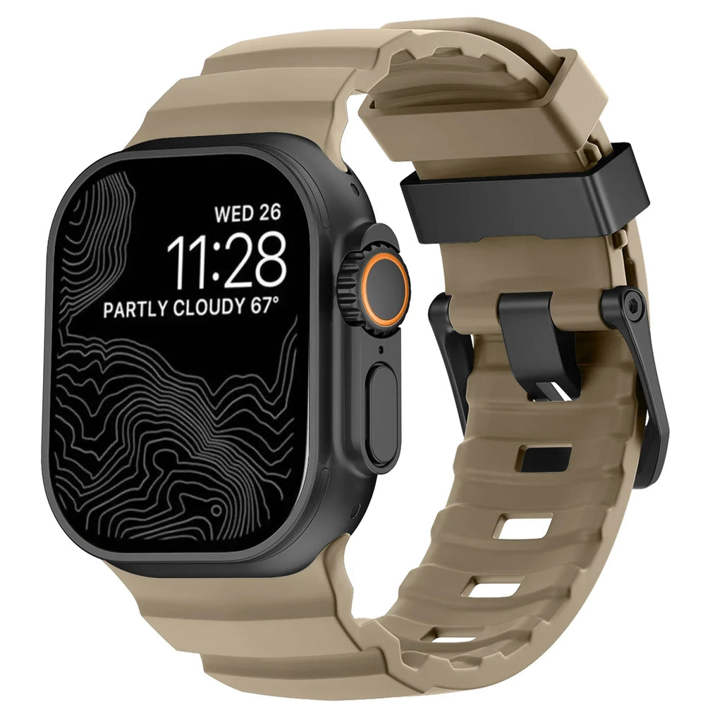 Bracelet de remplacement pour Apple Watch en silicone épais beige