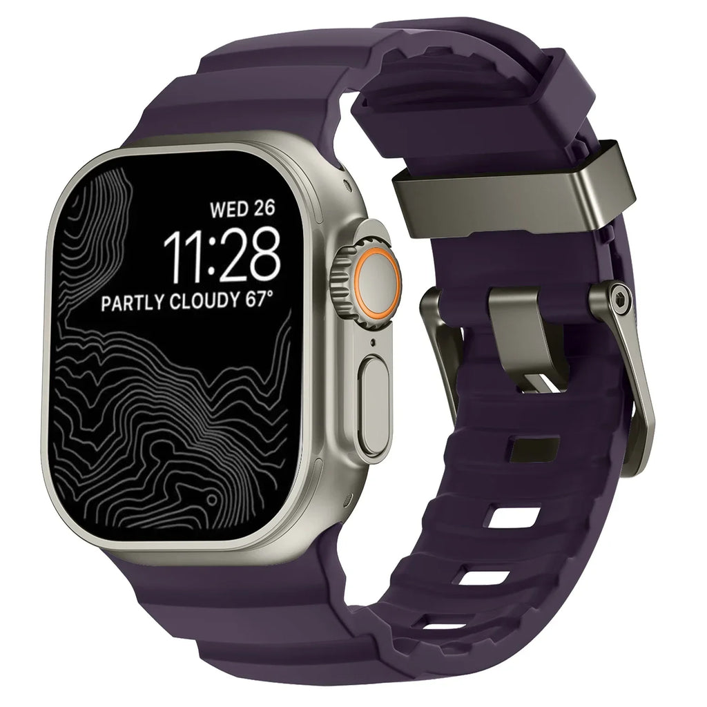 Bracelet de remplacement pour Apple Watch en silicone épais violet